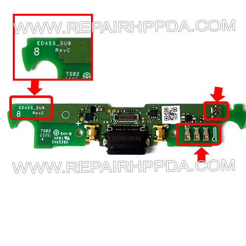 Sync Charge connector ( Type C, with Antenna Version ) with PCB for Honeywell ScanPal EDA5S